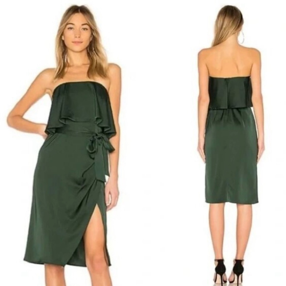 Lovers + Friends REVOLVE Strapless Midi Dress, Emerald Green Sz: M, NO BELT